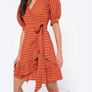 Scotch & Soda Pin Striped Crinkle Fabric Dress